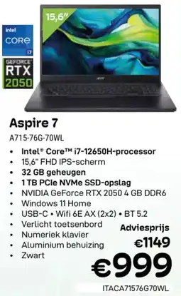 CompuDeals Acer Aspire 7 A715-76G-70WL aanbieding