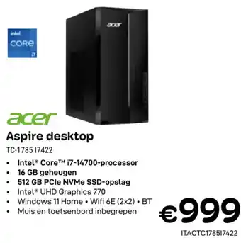 CompuDeals Acer Aspire Desktop TC-1785-I7422 aanbieding