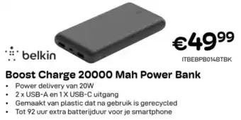 CompuDeals Belkin Boost Charge 20000 Mah Power Bank aanbieding