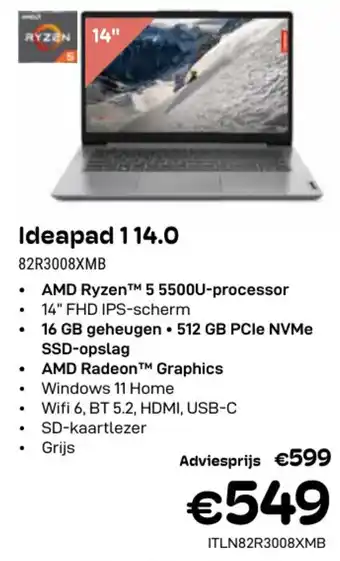 CompuDeals Lenovo Ideapad 114.0 82R3008XMB aanbieding