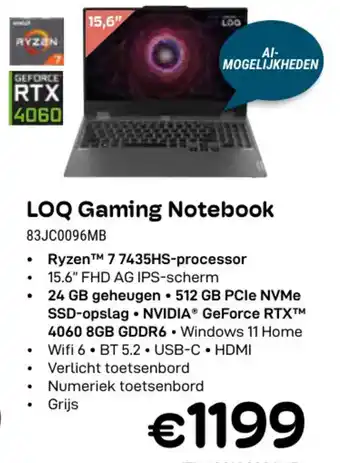 CompuDeals Lenovo LOQ Gaming Notebook 83JC0096MB aanbieding