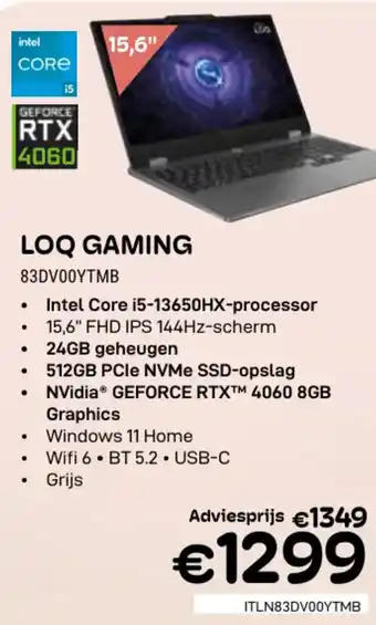 CompuDeals Lenovo LOQ gaming 83DV00YTMB aanbieding