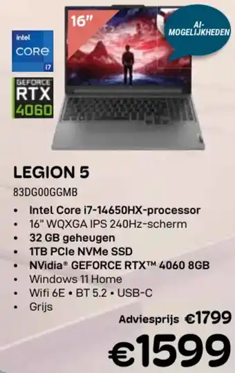 CompuDeals Lenovo Legion 5 83DG00GGMB aanbieding