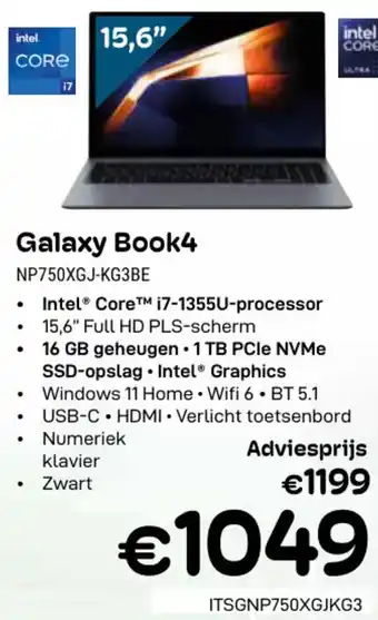 CompuDeals Samsung Galaxy Book4 NP750XGJ-KG3BE aanbieding