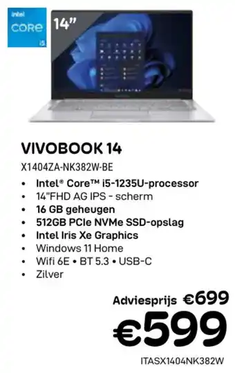 CompuDeals Asus Vivobook 14 X1404ZA-NK382W-BE aanbieding