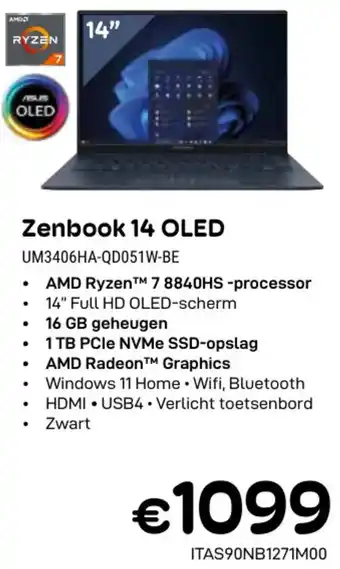 CompuDeals Asus Zenbook 14 OLED UM3406HA-QD051W-BE aanbieding