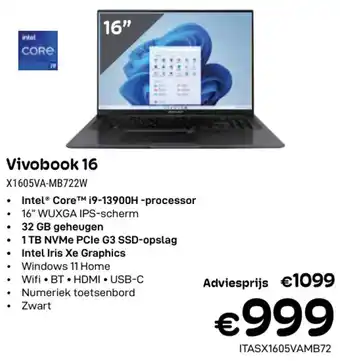 CompuDeals Asus Vivobook 16 X1605VA-MB722W aanbieding