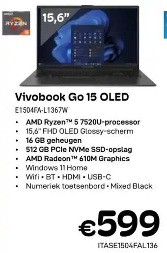 CompuDeals Asus Vivobook Go 15 OLED E1504FA-L1367W aanbieding