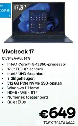 CompuDeals Asus Vivobook 17 X1704ZA-AU044W aanbieding