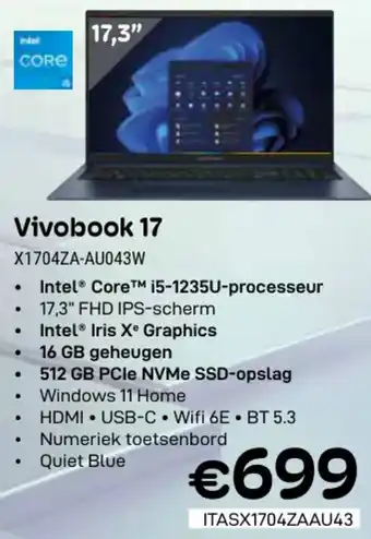 CompuDeals Asus Vivobook 17 X1704ZA-AU043W aanbieding