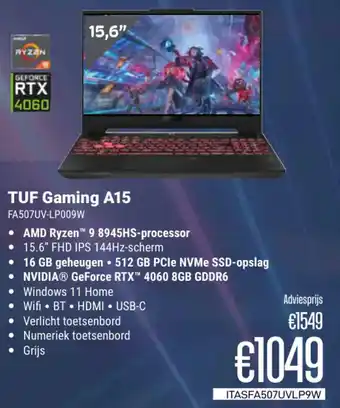 CompuDeals Asus TUF Gaming A15 FA507UV-LP009W aanbieding