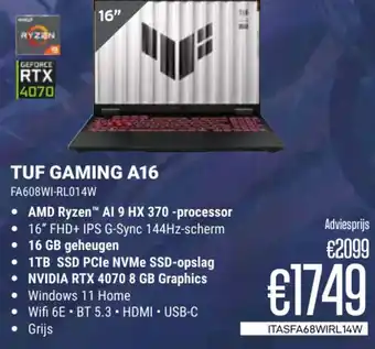 CompuDeals Asus TUF Gaming A16 FA608WI-RL014W aanbieding