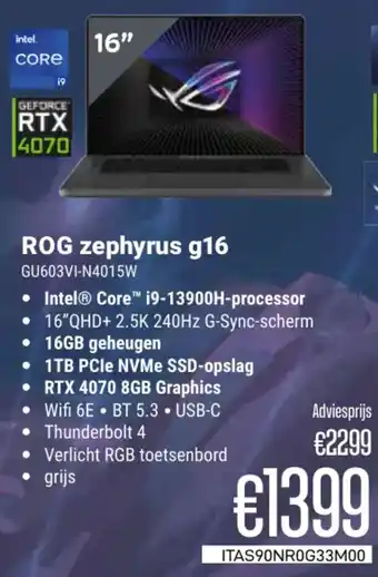 CompuDeals Asus ROG Zephyrus g16 GU603VI-N4015W aanbieding