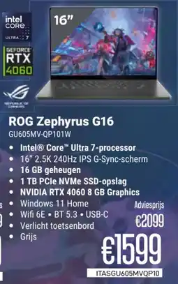 CompuDeals Asus ROG Zephyrus G16 GU605MV-QP101W aanbieding