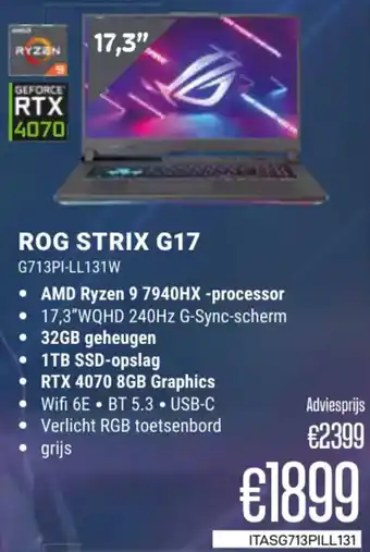 CompuDeals Asus ROG Strix G17 G713PI-LL131W aanbieding