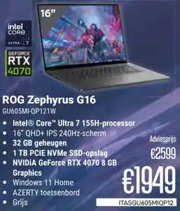 CompuDeals Asus ROG Zephyrus G16 GU605MI-QP121W aanbieding