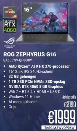 CompuDeals Asus ROG Zephyrus G16 GA605WV-QP060W aanbieding