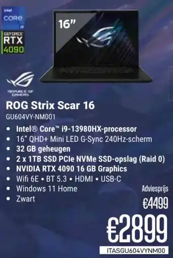 CompuDeals Asus ROG Strix Scar 16 GU604VY-NM001 aanbieding