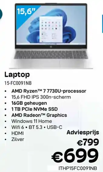 CompuDeals Hp Laptop 15-FC0091NB aanbieding