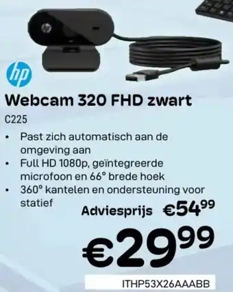 CompuDeals Hp Webcam 320 FHD zwart C225 aanbieding