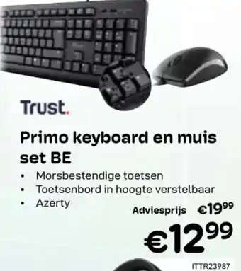 CompuDeals Trust Primo keyboard en muis set BE aanbieding