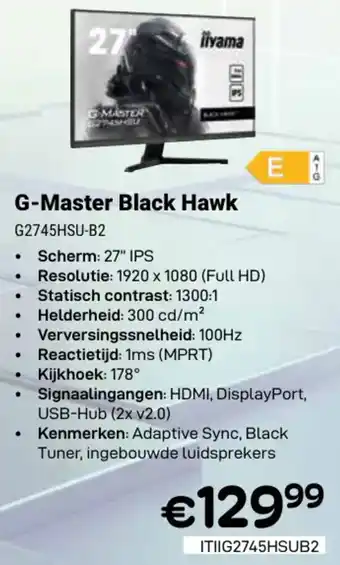 CompuDeals G Master Black Hawk G2745HSU B2 aanbieding