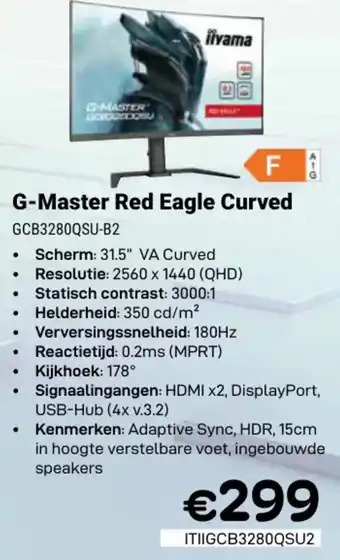 CompuDeals G Master Red Eagle Curved GCB3280QSU B2 aanbieding