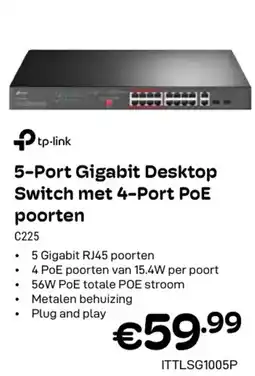 CompuDeals 5 Port Gigabit Desktop Switch met 4 Port PoE poorten aanbieding