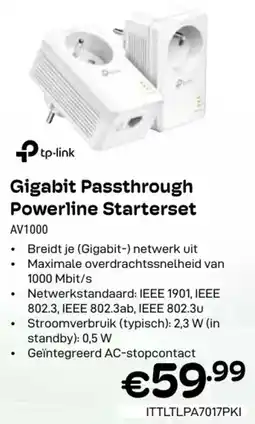 CompuDeals Gigabit Passthrough Powerline Starterset AV1000 aanbieding