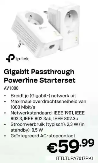 CompuDeals Gigabit Passthrough Powerline Starterset AV1000 aanbieding