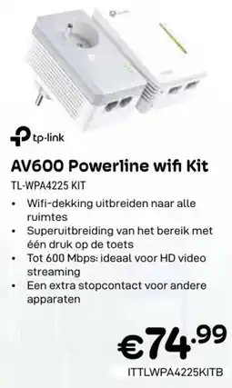 CompuDeals Tp link AV600 Powerline wifi Kit TL WPA4225 KIT aanbieding