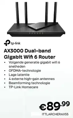 CompuDeals Tp link AX3000 Dual band Gigabit Wifi 6 Router aanbieding