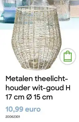 AVA Metalen theelicht houder wit goud aanbieding