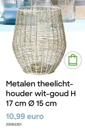 AVA Metalen theelicht houder wit goud aanbieding