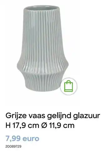 AVA Grijze vaas gelijnd glazuur aanbieding