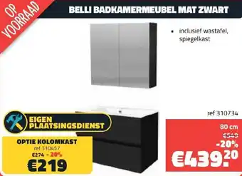 Bouwcenter Frans Vlaeminck Belli badkamermeubel mat zwart aanbieding