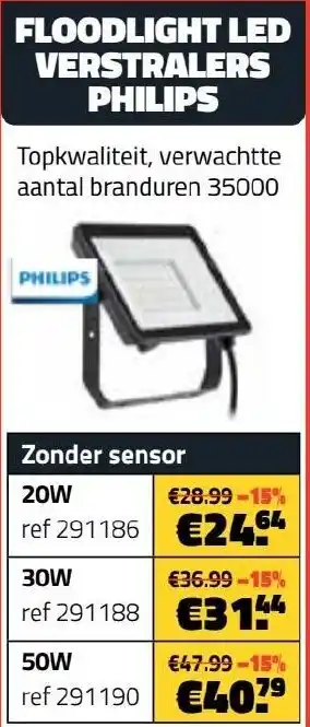 Bouwcenter Frans Vlaeminck Floodlight led verstralers philips Zonder sensor aanbieding