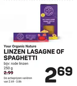 Ekoplaza Your Organic Nature Linzen lasagne of spaghetti aanbieding