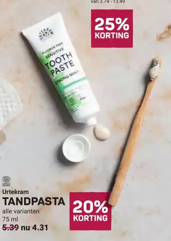 Ekoplaza Urtekram tandpasta aanbieding