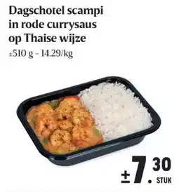 Buurtslagers Dagschotel scampi in rode currysaus op Thaise wijze aanbieding