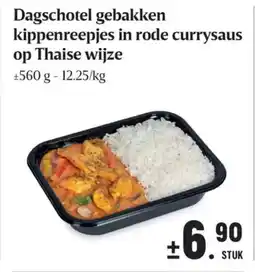 Buurtslagers Dagschotel gebakken kippenreepjes in rode currysaus op Thaise wijze aanbieding