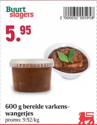 Buurtslagers Buurt slagers bereide varkenswangetjes aanbieding