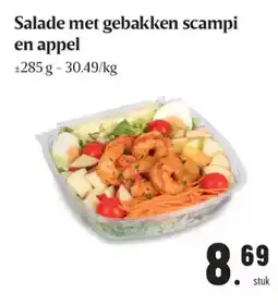 Buurtslagers Salade met gebakken scampi en appel aanbieding