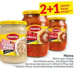 Intermarché Manna warme saus in bokaal aanbieding