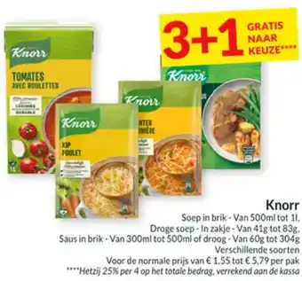 Intermarché Knorr Soep in brik, Droge soep-In zakje aanbieding