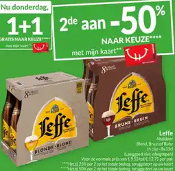 Intermarché Leffe abdijbier blond, bruin of ruby in clip aanbieding