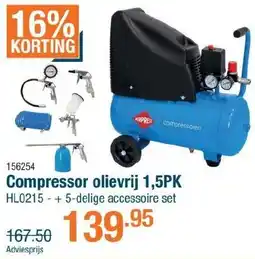 Cevo Compressor olievrij 1,5PK HL0215 aanbieding