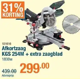 Cevo Metabo Afkortzaag KGS 254M + extra zaagblad 1800w aanbieding