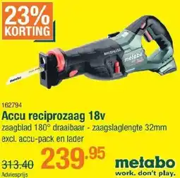 Cevo Metabo Accu reciprozaag 18v aanbieding