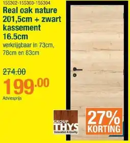 Cevo Real oak nature 201,5cm + zwart kassement 16.5cm aanbieding